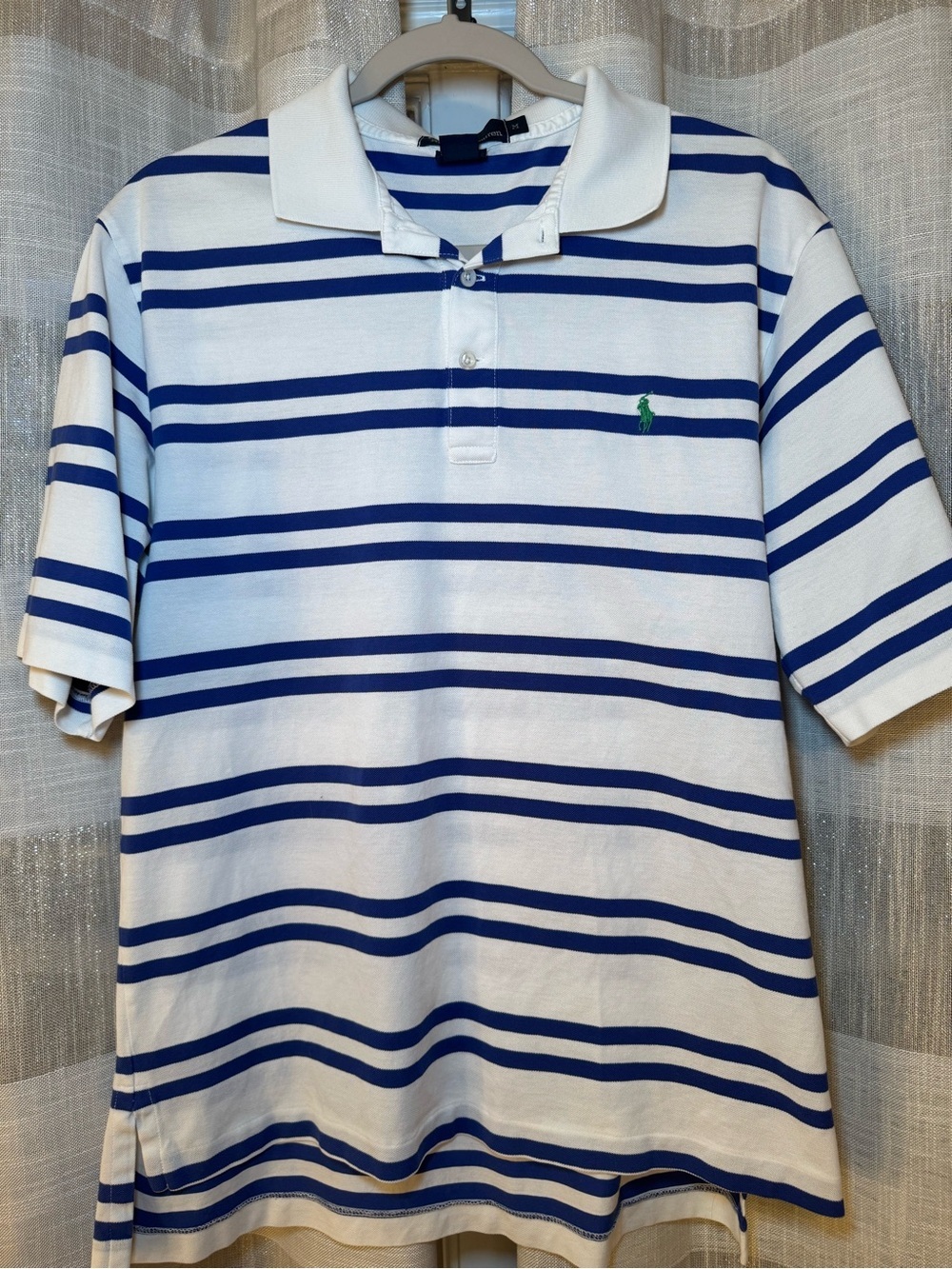 Ralph Lauren White Polo with Royal Blue Stripes